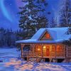 Winter Cabin In The Forest paint by number