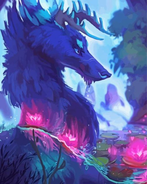 Wolf Dragon In Water paint by number