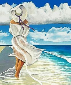 Woman By The Ocean Illustration paint by number