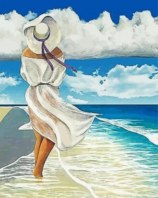 Woman By The Ocean Illustration paint by number