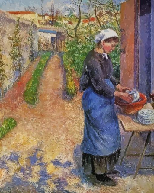 Young Woman Washing Dishes paint by number