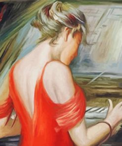 Aesthetic Lady Playing Piano paint by number