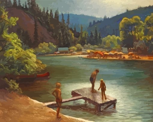 Aesthetic Summer At The Lake Art paint by number