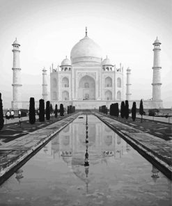 Black And White India Taj Mahal paint by number