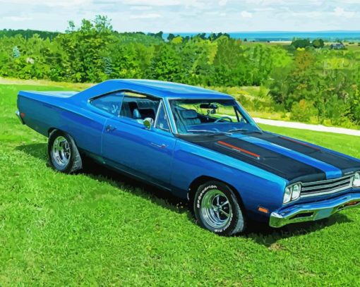 Blue 1969 Plymouth Roadrunner Car paint by number