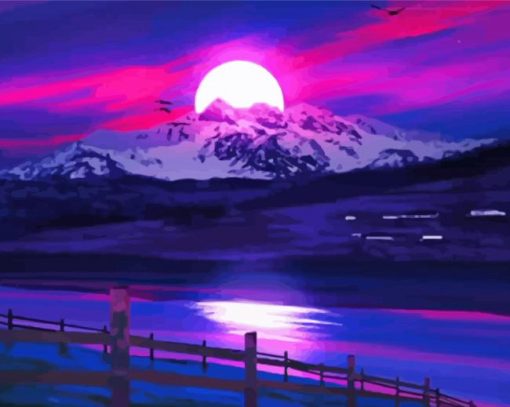 Calm Mountain Night paint by number