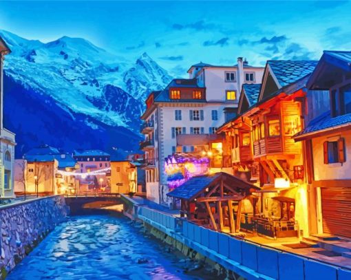 Chamonix Night Paint by number