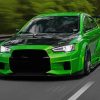 Green Mitsubishi Evo paint by number