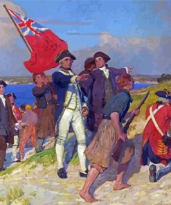 Landing Of Captain Cook At Botany Bay 1770 By Emanuel Phillips Fox paint by number