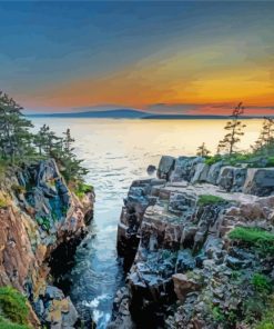 Landscape Acadia National Park Bar Harbor paint by number