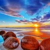 Moeraki Boulders New Zealand Sunset paint by number