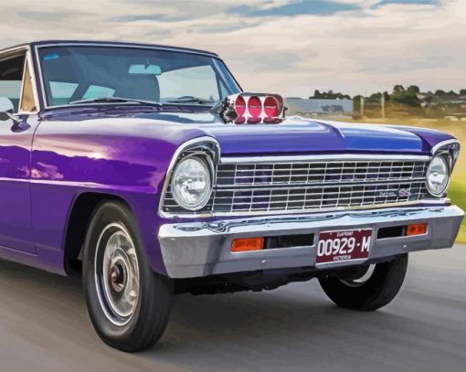 Purple Chevy Nova paint by number