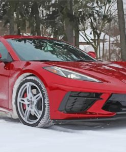 Red Chevy Corvette Stingray paint by number