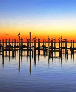 Sunset Silhouette In Gulf Of Mexico paint by number