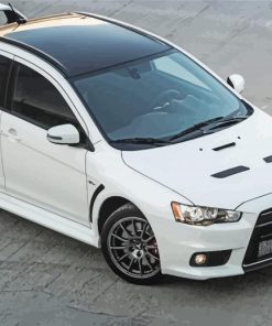 White Mitsubishi Evo paint by number