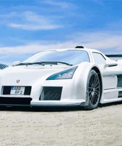 White Gumpert Sport Car paint by number