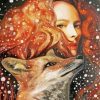 Woman Fox Snow paint by number