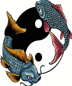 Ying Yang Koi Fishes paint by number