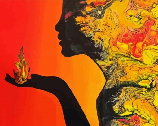 Abstract Fire Woman Art paint by number