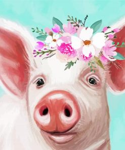 Adorable Floral Pig paint by number