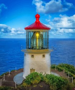 Aesthetic Waimanalo Lighthouse paint by number