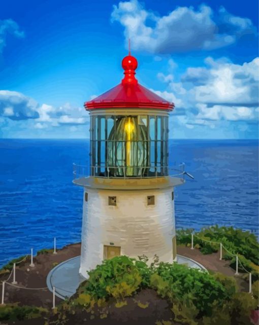 Aesthetic Waimanalo Lighthouse paint by number