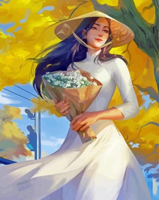 Anime Vietnamese Girl paint by number