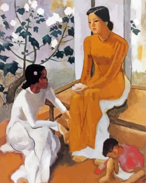 Asian Woman And Child paint by number