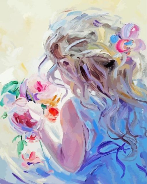 Baby Girl With Flowers paint by number