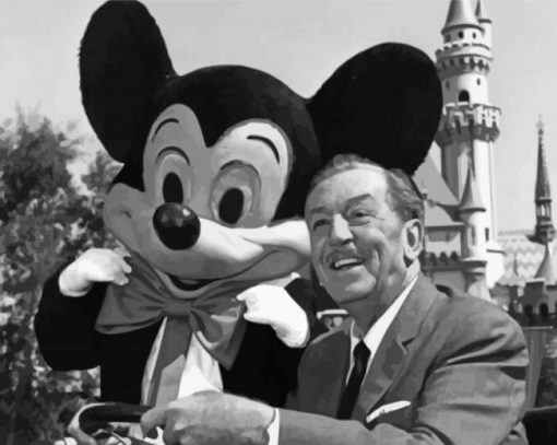 Black And White Walt Disney And Mickey paint by number