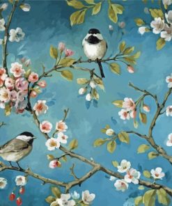 Cheery Blossom With Vintage Birds paint by number