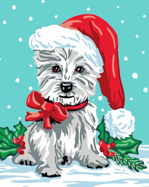 Christmas Terrier Dog paint by number