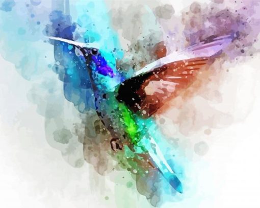 Colorful Abstract Hummingbird Art paint by number