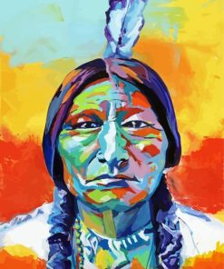 Colorful Sitting Bull Art paint by number