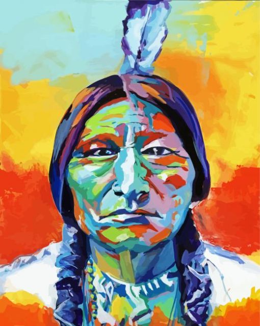 Colorful Sitting Bull Art paint by number