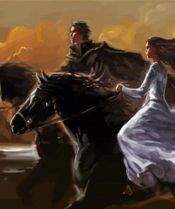 Couple Running With Horse Art paint by number