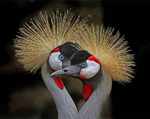 Cute Grey Crowned Crane paint by number