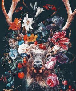 Deer Head Floral paint by number