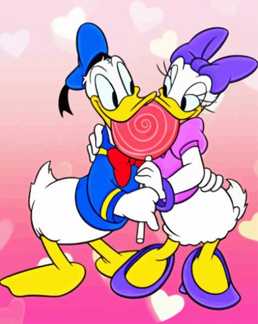 Donald And Daisy Lollipop Love paint by number