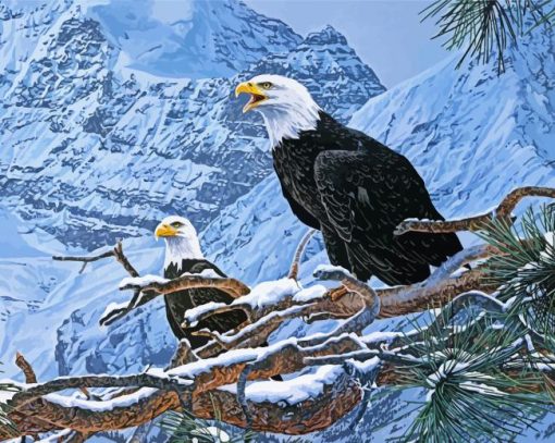 Eagle Birds On Tree paint by number