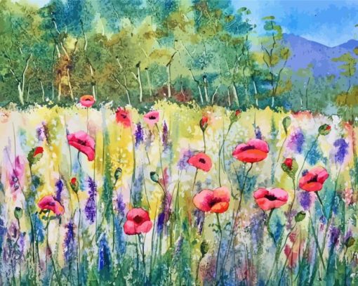 Field Of Wild Flowers Art Paint by number