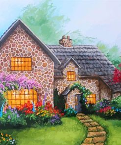 Forest Stone Cottage Paint by number