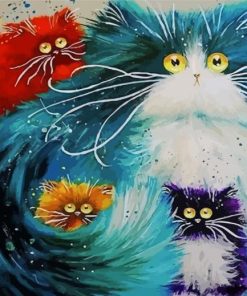 Four Colorful Cats paint by number