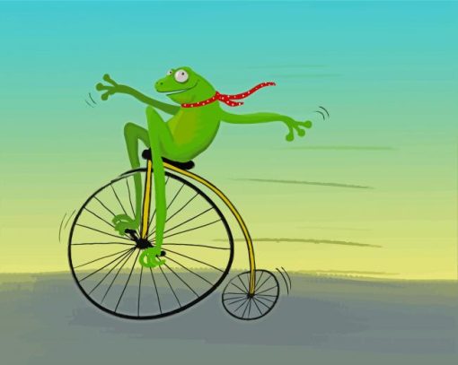 Frog On Bicycle Cartoon paint by number