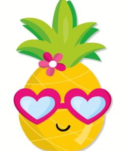 Happy Pineapple With Heart Sunglasses paint by number