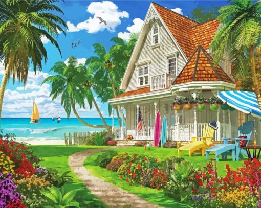 Island Beach House paint by number