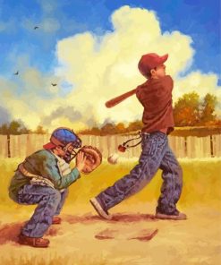 Kids Playing Baseball paint by number