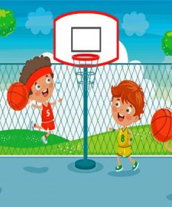 Kids Basketball Cartoon paint by number