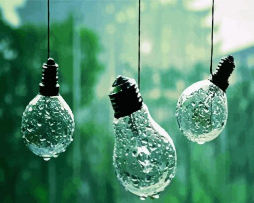 Lightbulbs Rain Drops paint by number