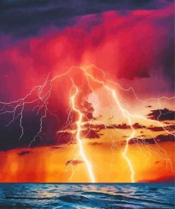 Lightning Over The Ocean paint by number